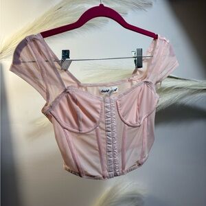 (01) Chola Pink Mesh Corset Top